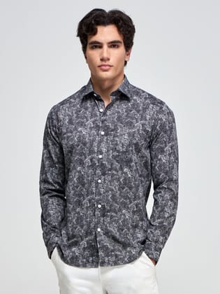 Paisley Print Shirt-XL/42 / Black