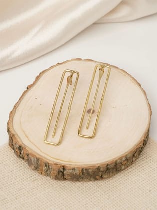 Dangling Rectangle  - Statement Brass Earring