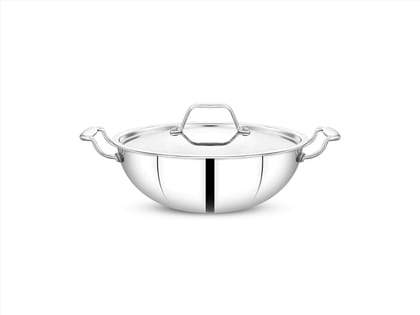  Maxima Triply Stainless Steel Kadai With Lid - 24cm | 2.5Ltr (Induction Friendly)