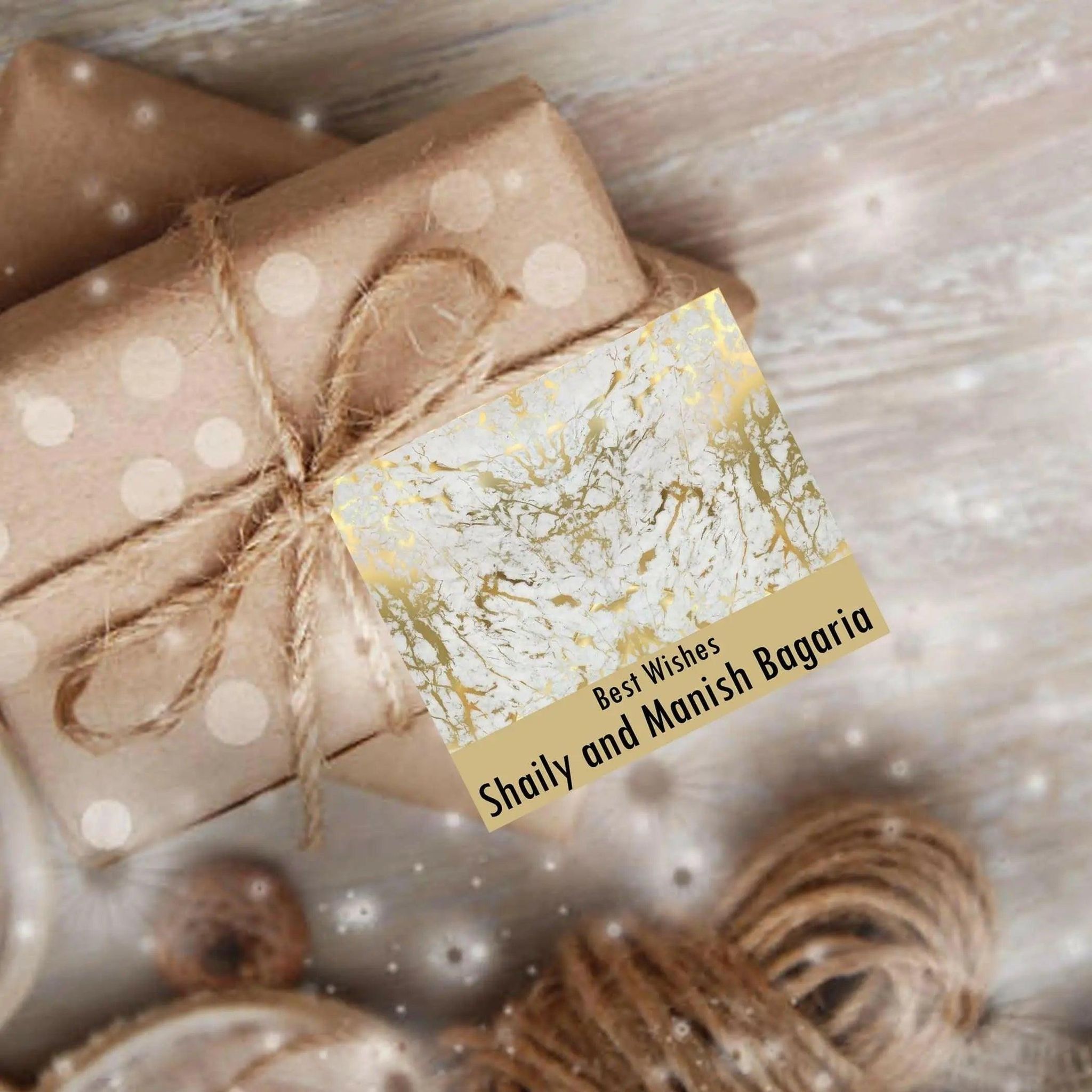 Gift tags / Gift Stickers - Golden Marble-Lots Of Love / Flat Cards - No Ribbons / Set of 10