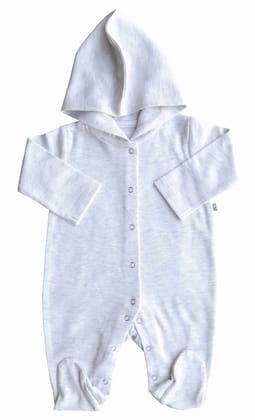 Grey Hoody Sleeper/Full romper with feet & hood (100% Cotton