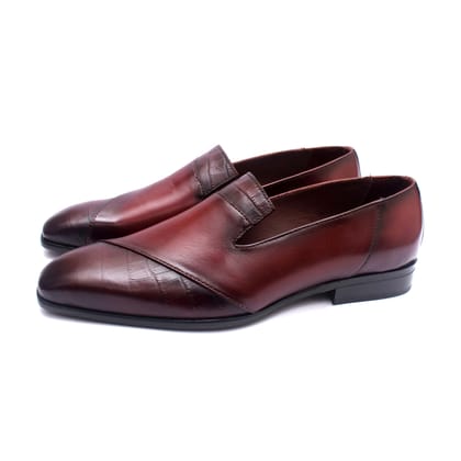 Croco Textured Loafers - Wine-UK 6/US 7/EURO 40