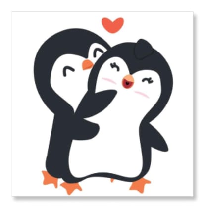 Penguin Hug From Back - Valentine Special-Without Frame