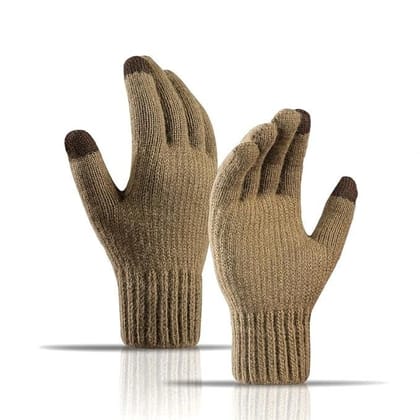 Men & Women Winter Gloves - Touchscreen, Knitted, Elastic Cuff, Thermal, Versatile - Great Gift Idea for Festival-Camel