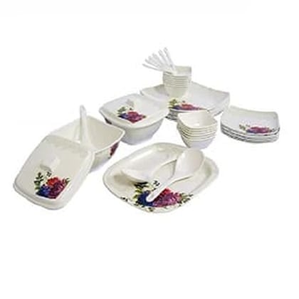 Dine Smart Eco Lotus 38Pc Square Melamine Dinner Sets