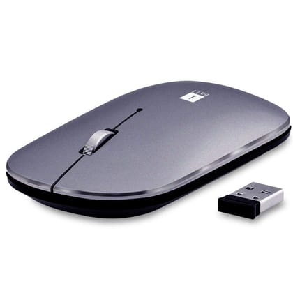 iBall Palmz 2.4 GHz Wireless and Bluetooth Mouse Silent Clicks with Mini Receiver for PC/Mac/Laptop - Grey