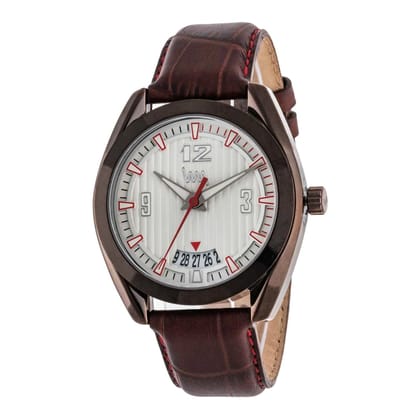 Men Brown Case, White Dial with Date Display, Brown Croco Leather Strap LWM113L-Lawman Men's Brown Case, White Dial with Date Display, Brown Croco Leather Strap LWM113L