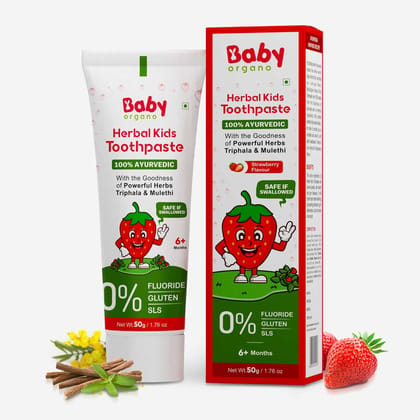 BabyOrgano Kid's Toothpaste | Includes Triphala, Khadir and Other Herbs | Best Toothpaste for Kids | 100% Ayurvedic