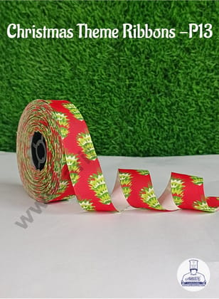 CAKE DECOR™ 1 Roll Christmas Theme Ribbons | Gift Wrapping | Hamper Decoration ( SBR-CH-P13 )