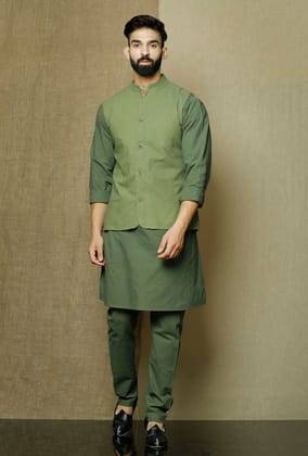 Olive Green  Nehru Jacket-36