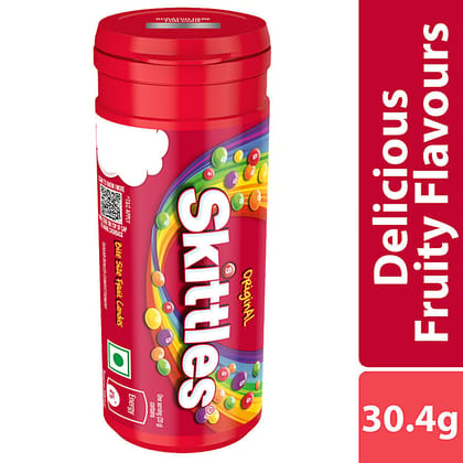 Skittles Original Bite Size Fruit Candy Tube, Fruity Flavours, 30.4 g