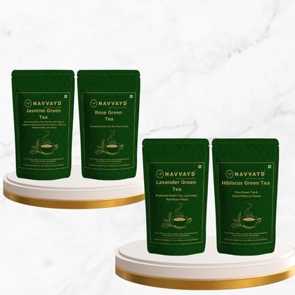 Floral Green Tea Combo - Pack of 4 - 25 gm Each-Floral Green Tea Combo - Pack of 4 - 25 gm Each - 100 Gms - 50 Cups