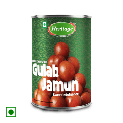 Heritage Pure Desi Ghee Gulab Jamun, 1 kg Tin