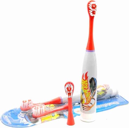 Kids Cartoon Printed Soft Electric Battery Powered Toothbrush 1 Pc-Hot wheels