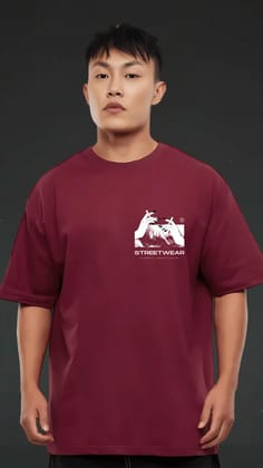 Streetwear Maroon Oversized Tshirt-S