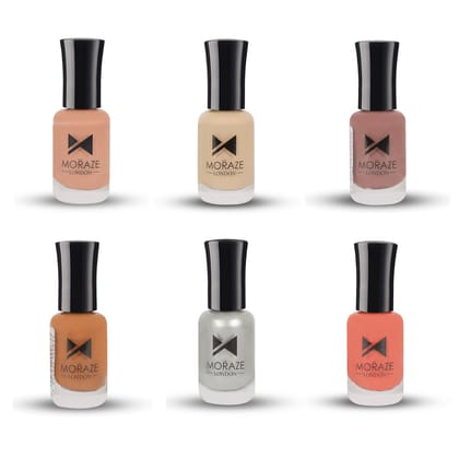 MORAZE Pack of 6 Nude Nail Polish Glossy Finish  Rose Nude  Ivory Nude  Purple Nude  Olive Nude  Tootsie Nude  SS Nude