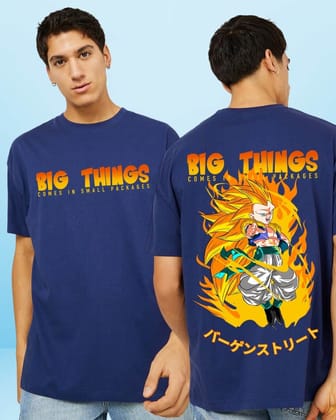 Big Things Navy Blue Oversized Tshirt-S