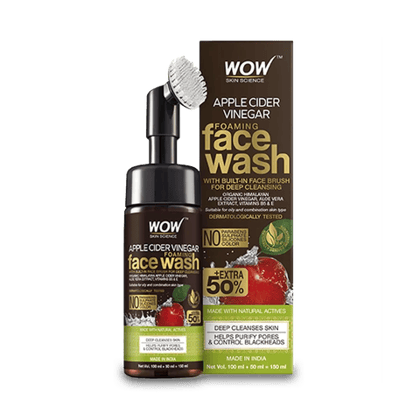 WOW Skin Science Apple Cider Vinegar Foaming Face Wash, 150 ml Bottle