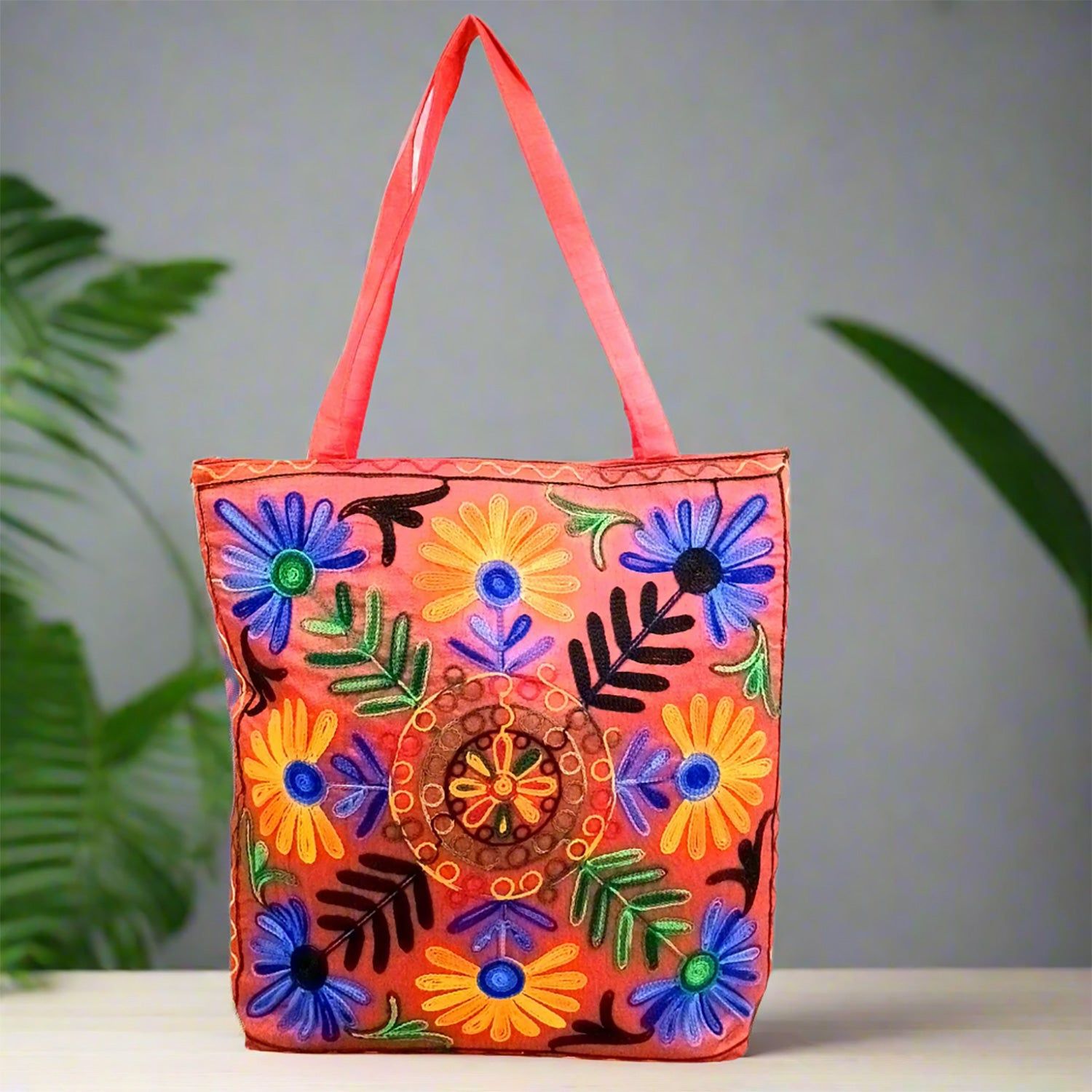 Women's Handbags | Big Shoulder Tote Bags With Embroidery Work | Top Handle Stylish Large Capacity Bag-Design 1