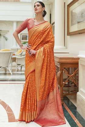 Rusty Orange Patola Silk Saree