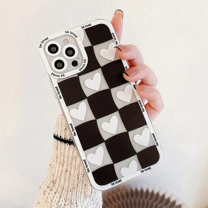 Checkered Heart Case-White / iPhone 13 Pro