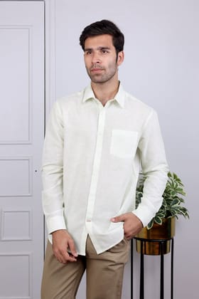 Green Sanganeri Cotton Flax Shirt Full Sleeves MSHFS05244-S