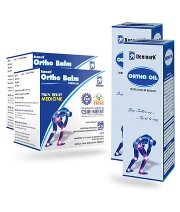 Deemark Ortho Balm & Ortho Oil Combo Pack for all Joints Problems. Ortho Balm 50grm + Ortho Oil 100ml for Cramps & Sprains