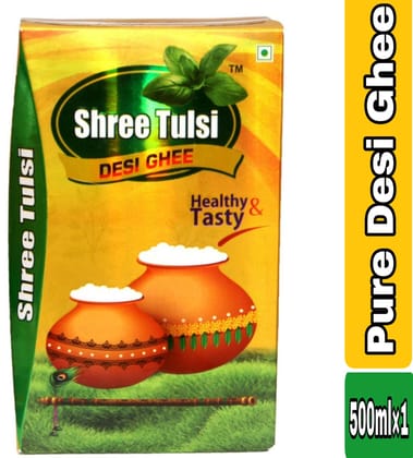 Shree tulsi Desi Cow Ghee |Made Traditionally from Curd Cow Ghee for Better Digestion and Immunity | 500ml tetra-1