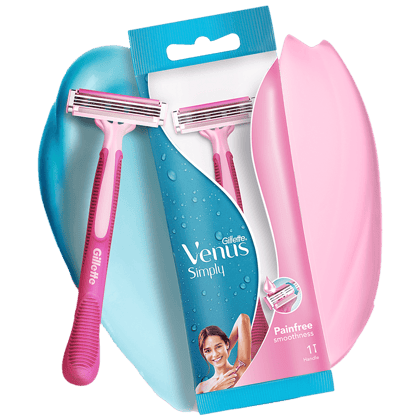 Gillette Venus Simply Venus 3 Blade Hair Removal Razor - For Women, 1 Pc