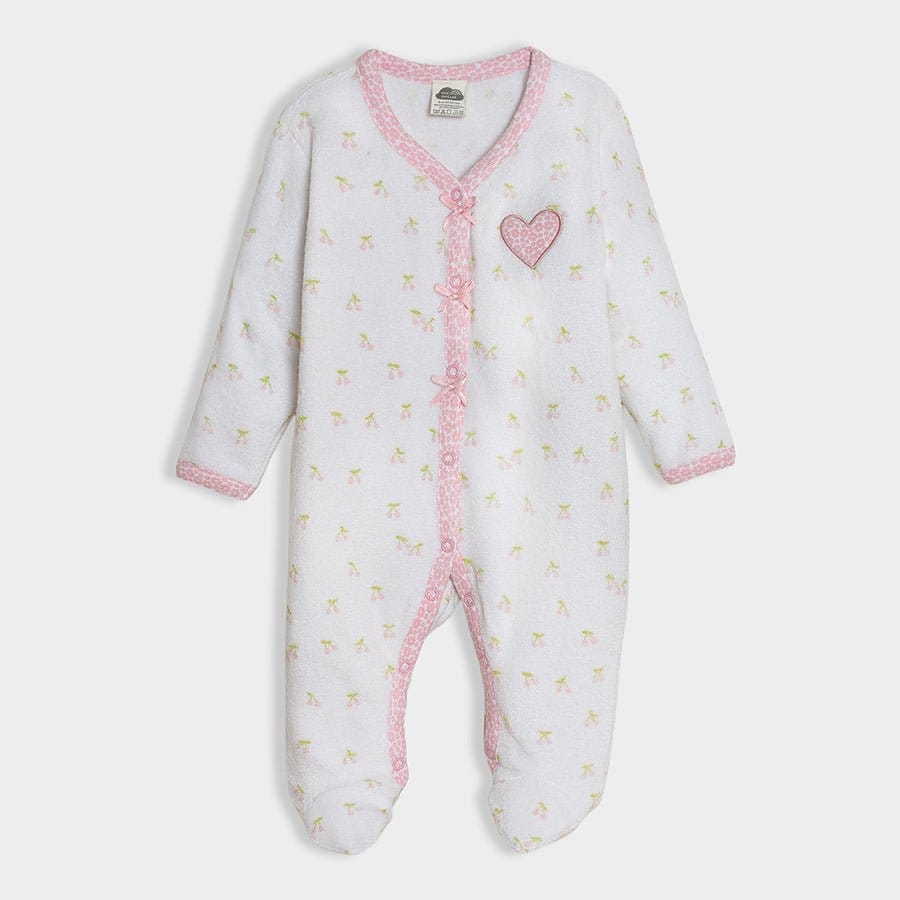 Bonjour Cherry Printed Sleepsuit White-6-9 M / White