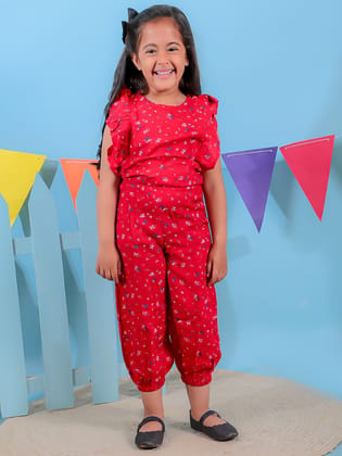 Floral Jumpsuit for Girls-5-6Y