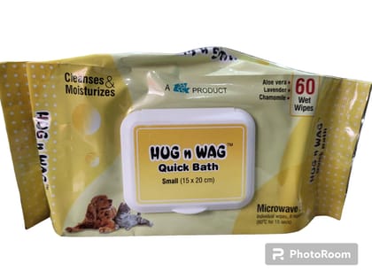 Hug n Wag Quick Bath Towels Pet Cleansing (Wipes 60)