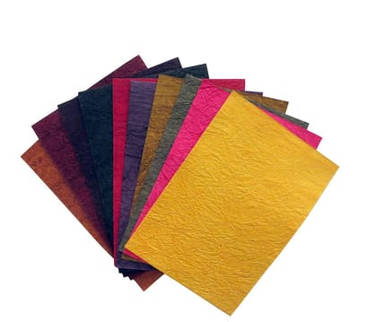 A4 Size Multicoloured Handmade Paper Sheets for Decoration, Art & Craft, Project Work - Multicolor (Pack of 10)