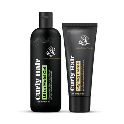 Curly Hair Cram & Gel Ultra Combo by Savio John Pereira - Shea Butter & Coconut, Pack of 2-Curly Hair Crèam and Gel Ultra Combo | Shea Butter | Coconut | By Savio John Pereira (Pack of 2)