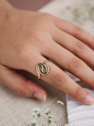 Coil Spiral Brass Adjustable Ring (Anti Tarnish)