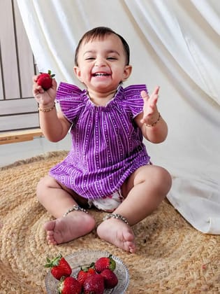 Halemons Baby Girl Cool Tulip Pure Cotton Stripe Jabla - Purple-0-3 months