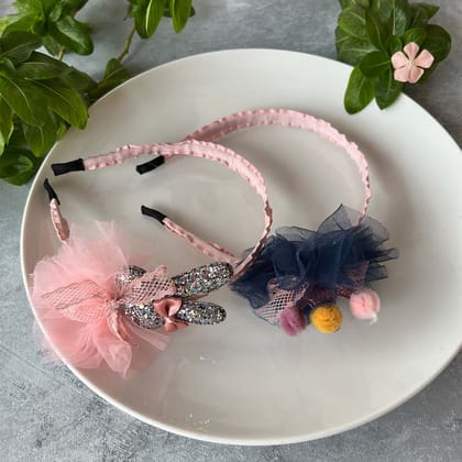 Pink/Navy Sequin Bunny Hair Band Set