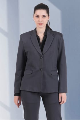 Single Breasted Blazer, Gray-XS