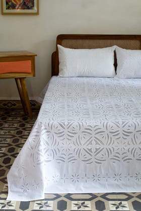 Okhai 'Mosaic' Pure Cotton Applique Work Bed Cover without Pillow