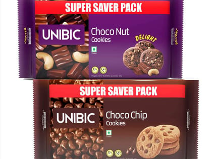 UNIBIC Assorted Value pack of 2 - Choco Chip & Choco Nut Cookies (1000 g, Pack of 2)