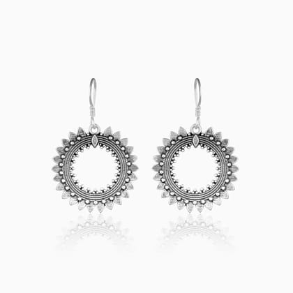 Oxidised Silver Wreath Earrings