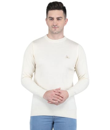 Monte Carlo - Off White Woollen Blend Mens Regular Fit Pullover Sweater ( Pack of 1 ) - None