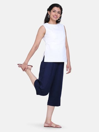 Rayon Culottes - Navy Blue-M