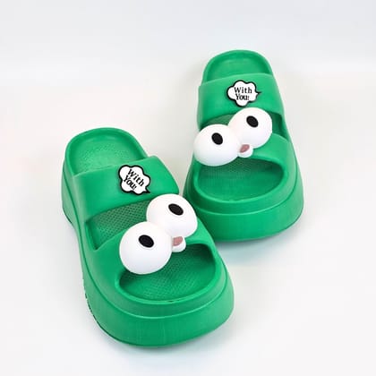Green Googly Toes Slides-36-37