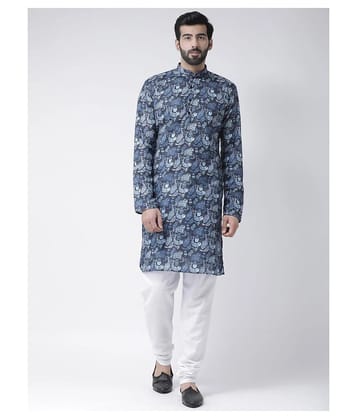 Hangup Blue Cotton Kurta Pyjama Set - None