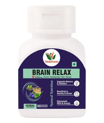 Vaddmaan Brain Relax - 60 Capsules| Brahmi | Shankhpushpi | KSM-66 Ashwagandha | Giloy | Mind Rejuvenation | Cognitive Wellness