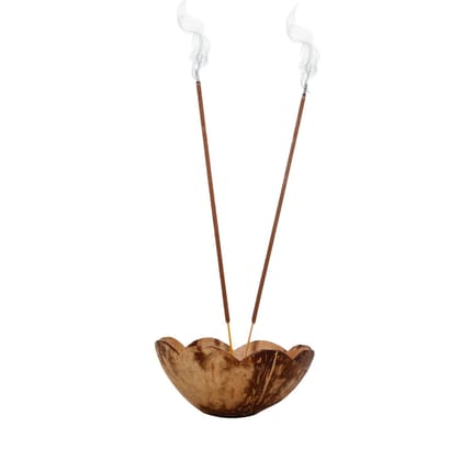 Coconut Shell Handmade Incense Stick Holder Bowl (Pack of 1) 4x2 Inch-Pack of 1