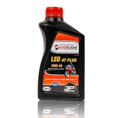 indilube LEO 4T PLUS 20W-40 API SN JASO MA 2 Synthetic Engine Oil For Bikes, 900 ml