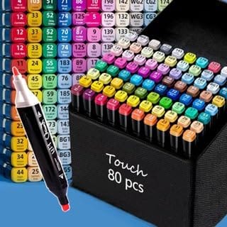 Tusmad 80 Colors Art Markers sketch pen Dual Tip Artist Art Marker Vibrant Colors Set for Kids Adult Coloring Sketching Drawing Painting, Twin Head Permanent Sketch Markers Pen with Carry Case