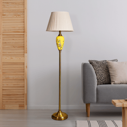 Zurich Modern Tall Floor Lamp-Height - 64 Inches & width - 16 Inches / Stainless Steel & Ceramic / Available